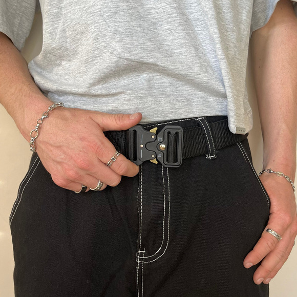 Y2K utility Black tactical military unique buckle design belt - Picture 6 of 6